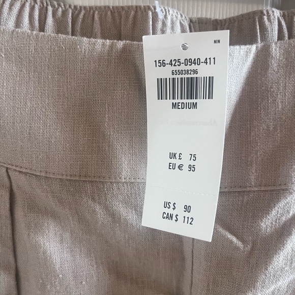 NWT Abercrombie Linen Blend Ultra Wide Leg Pants High Rise Elastic Waist Medium - Picture 6 of 11